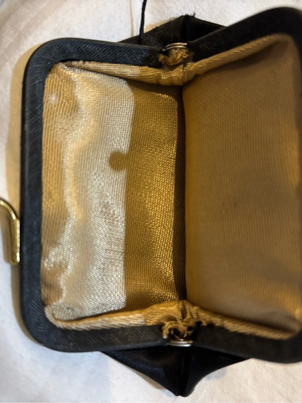 Vintage Mr Joselle Black Satin Evening Clutch with Crystal Kiss Lock